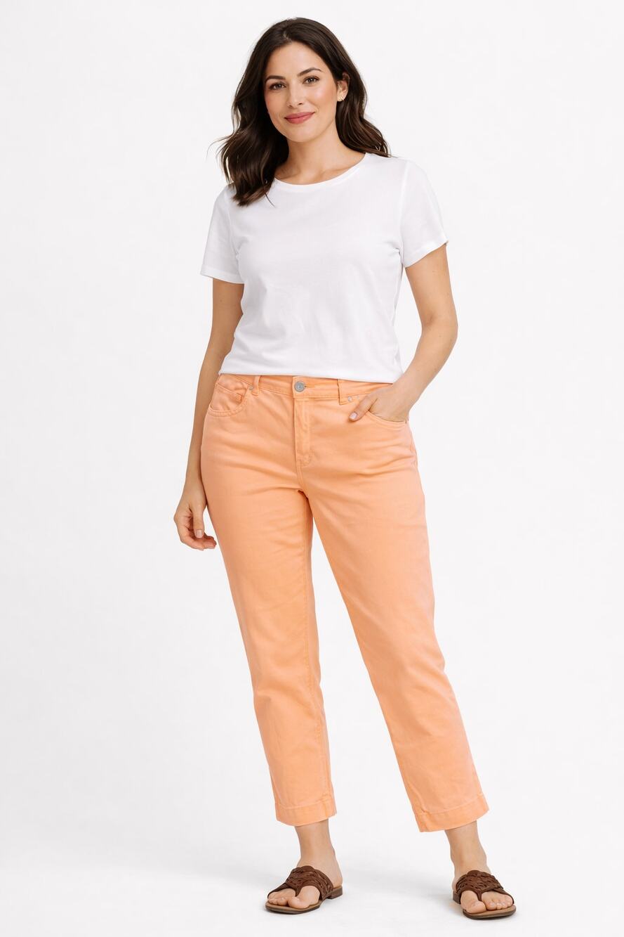 Chico’s Sz 1 Womens Orange Slim Crop Ankle Pants (Fits 8/10) Stretch Mid-Rise